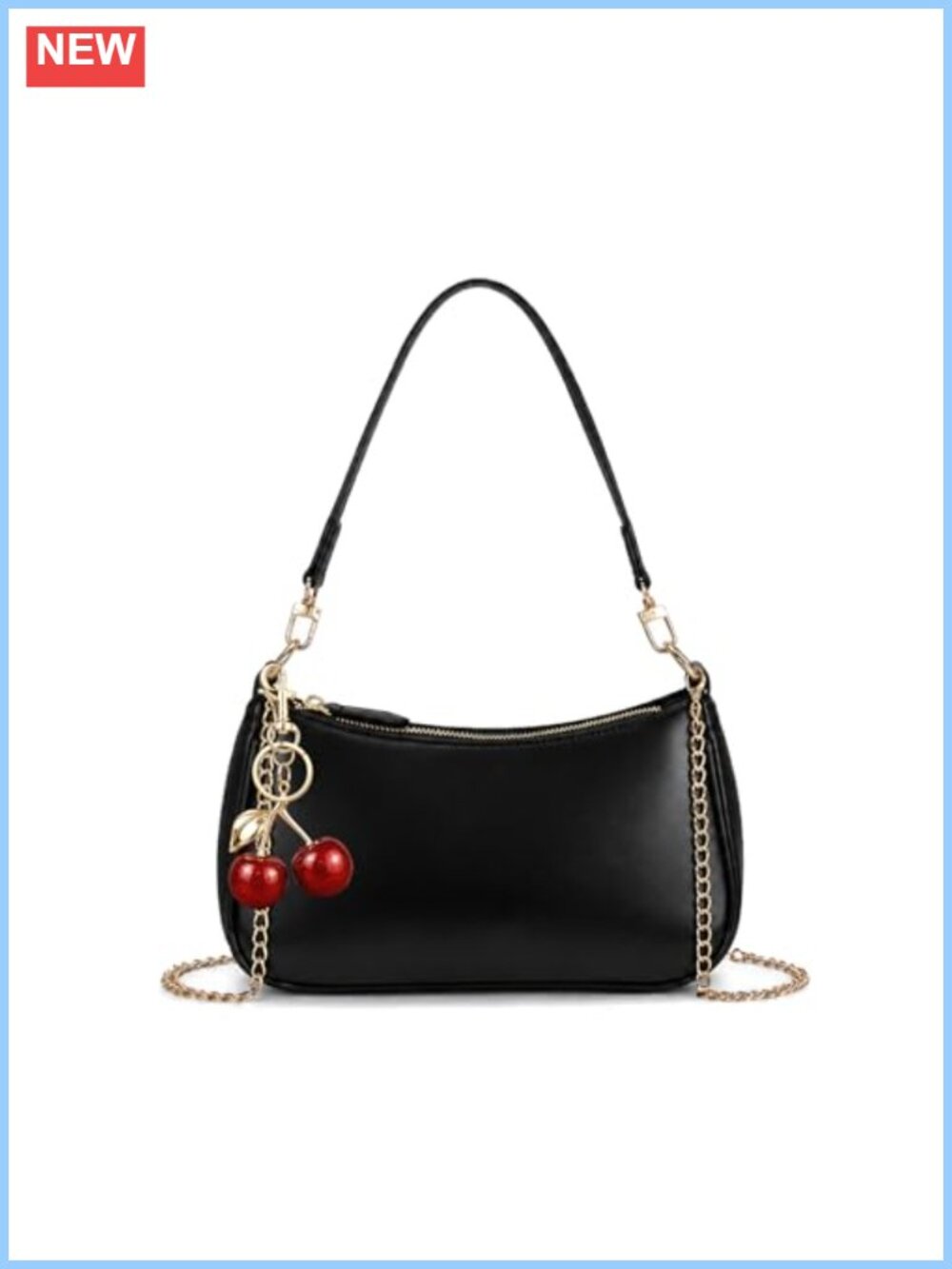 Trendy Women's Crossbody Purse Vegan Leather Shoulder Bag with Cherry Pendant